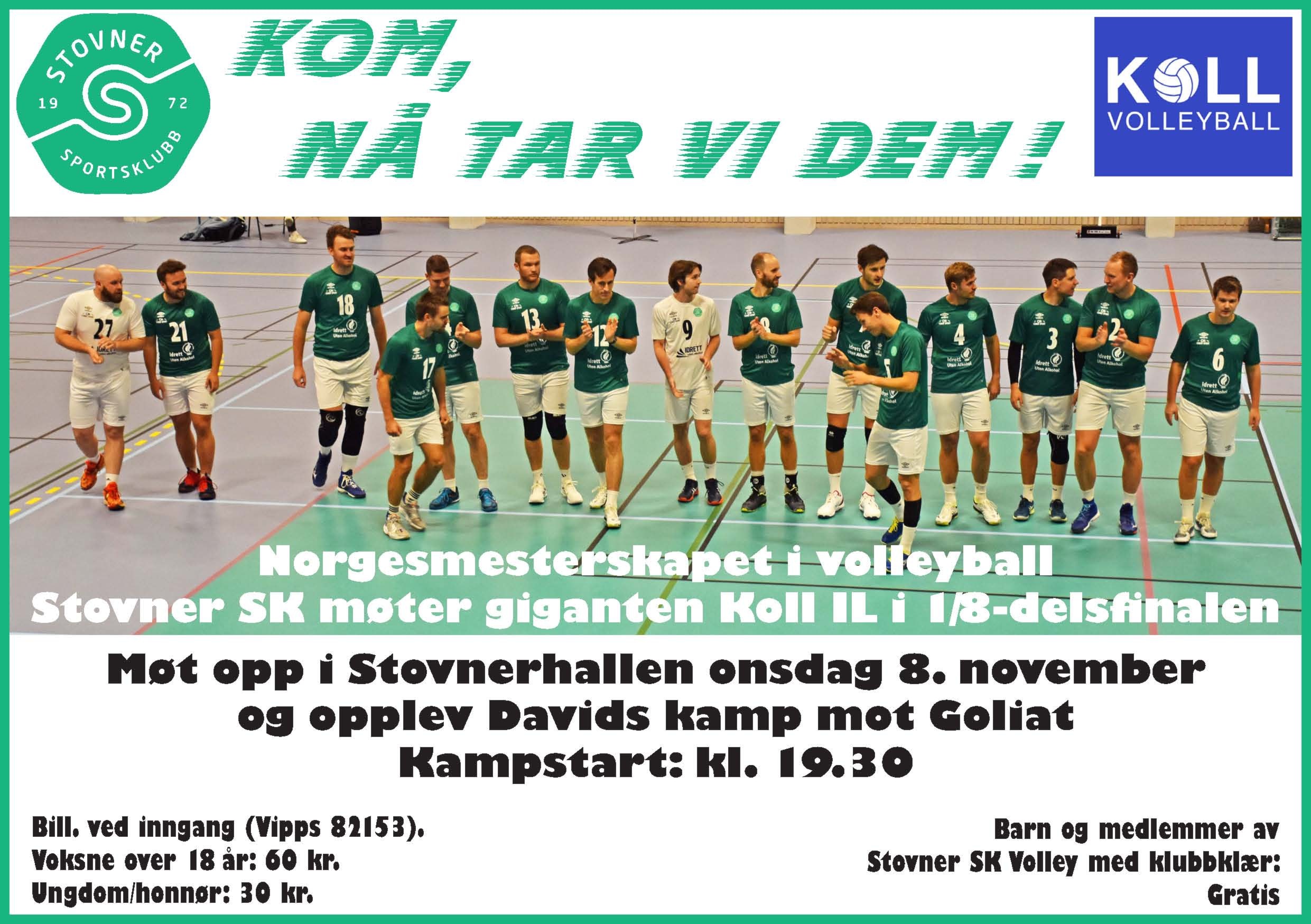 Innkalling til NM i volleyball, herrer senior: 1/8-delsfinale
